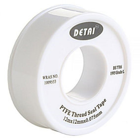 PTFE Teflon Threaded Sealing Tape Adhesive Plumbers Water Tight 12m x 12mm