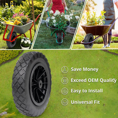 14 Inch PU Solid Wheelbarrow Wheel – 3.50-8, Puncture Proof, Flat Free, 120kg Capacity