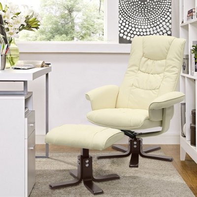 PU Leather Adjustable Computer Chair with Armrests and Lumbar Support Beige