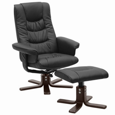 PU Leather Adjustable Computer Chair with Armrests and Lumbar Support Black