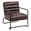 PU Leather Armchairs Mid Century Modern Accent Chair with Black Metal Frame Single Sofa for Living Room Bedroom