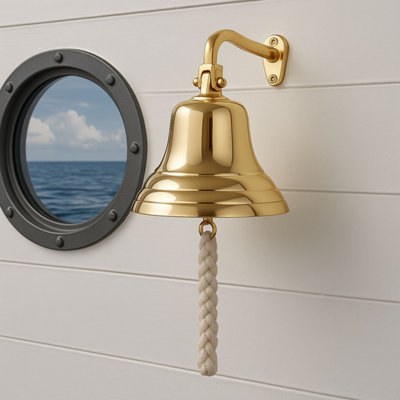Pub Bell Last Orders Bell Wall Mounted Nautical Themed Brass Bell - 4 Inch