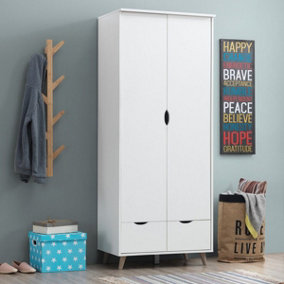 Pulford 2 Door Double Wardrobe In White  Bedroom Furniture Storage Cupboard