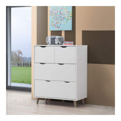 Pulford Scandi Chest 4 Drawers White Bedroom Living Room Storage  Furniture