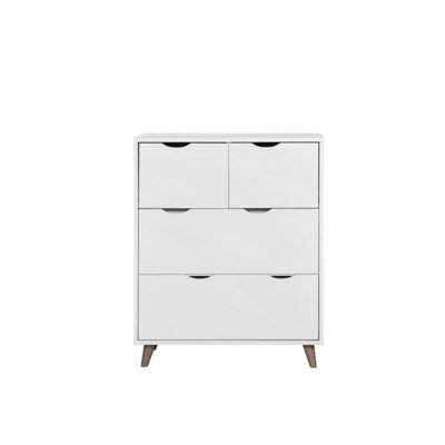 Pulford Scandi Chest 4 Drawers White Bedroom Living Room Storage  Furniture