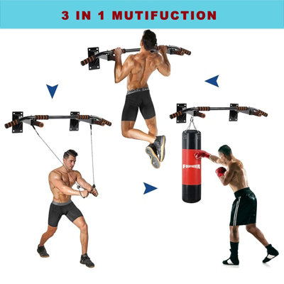 Pull Chin Up Bar Wall Mounted Home Gym Dips Upper Body Fitness Workout Station - 5