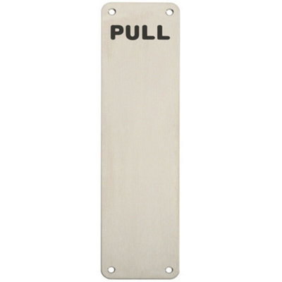 Pull Engraved Door Finger Plate 300 x 75mm Satin Stainless Steel Push Plate