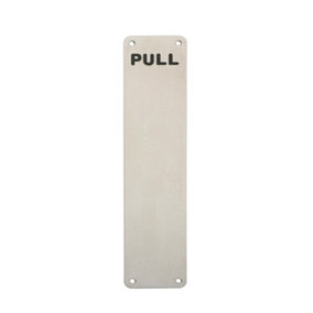 Pull Engraved Door Finger Plate 350 x 75mm Satin Stainless Steel Push Plate