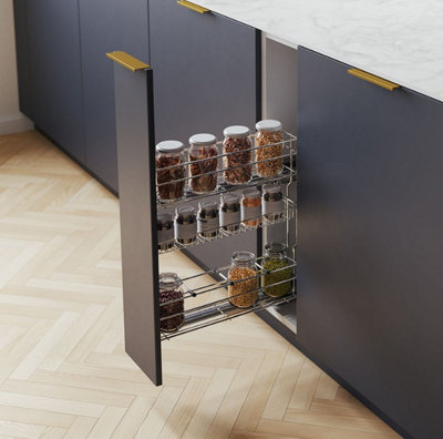 Pull out kitchen basket storage Variant Multi - soft close - 150mm, silver, sliding system REJS, left