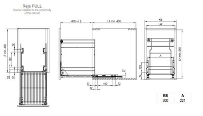 Pull out kitchen basket storage Variant Multi - soft close - 300mm, white, sliding system REJS