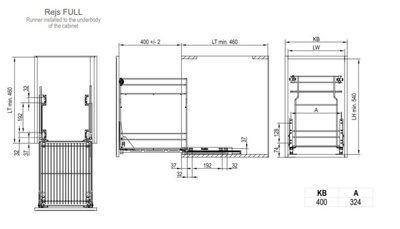 Pull out kitchen basket storage Variant Multi - soft close - 400mm, white, sliding system REJS