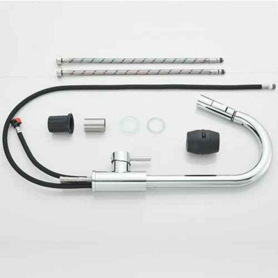 Pull-out kitchen mixer tap, chrome finish, single lever monobloc faucet