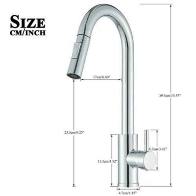 Pull-out kitchen mixer tap, chrome finish, single lever monobloc faucet