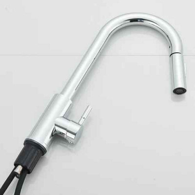 Pull-out kitchen mixer tap, chrome finish, single lever monobloc faucet