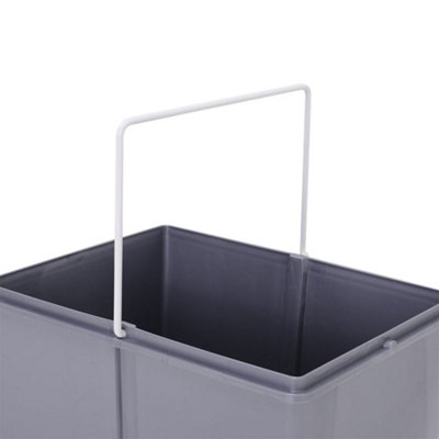 Pull Out Kitchen Recycling Bin, 2 x 20 L Built In Waste Containers with Fixing Brackets, Grey