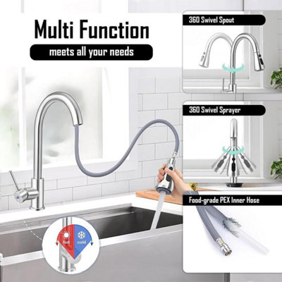 Pull Out Sink Mixer, Single Lever Kitchen Tap Mono