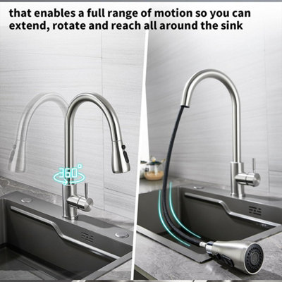 Pull Out Sink Mixer, Single Lever Kitchen Tap Mono