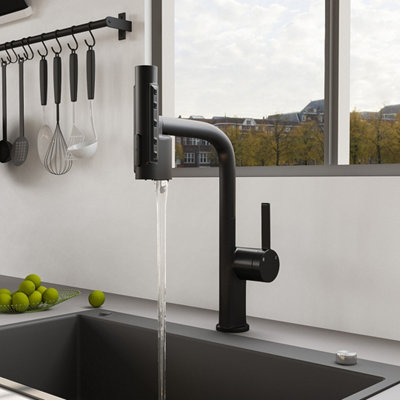 Pull-out Sprayer Retractable Kitchen Faucet with 5 Modes and Swivel ...