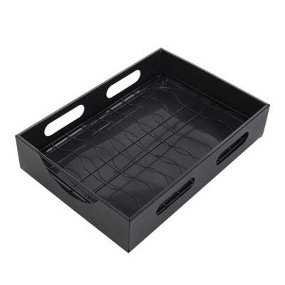 Pull-Out Steel Bowl Rack Black L 27.5 x W 38.5 x H 9cm Kitchen Utensil Holder Rack Unit