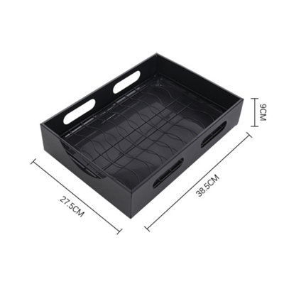 Pull-Out Steel Bowl Rack Black L 27.5 x W 38.5 x H 9cm Kitchen Utensil Holder Rack Unit - 6