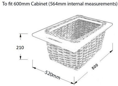 Pull out wicker baskets kitchen storage solution - 600mm