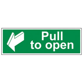 PULL TO OPEN Door Direction Sign - Glow in the Dark - 450x150mm (x3)