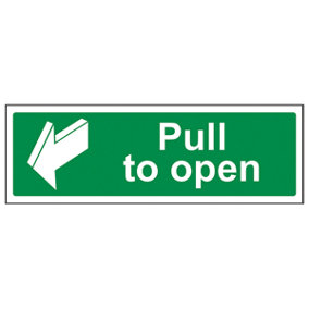 PULL TO OPEN Door Direction Sign - Glow in the Dark - 600x200mm (x3)