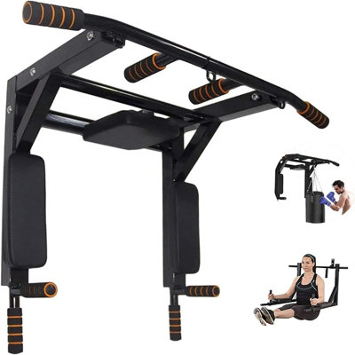 Pull Up Bar Dip 2in1 Wall Mounted Home Gym Chin Up Cross Fit Multi Grip Workout Station