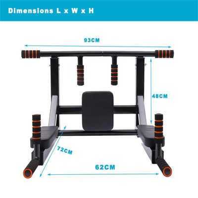 Pull Up Bar Dip 2in1 Wall Mounted Home Gym Chin Up Cross Fit Multi Grip Workout Station