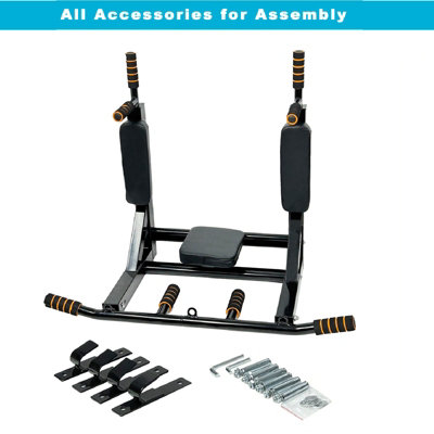 Pull Up Bar Dip 2in1 Wall Mounted Home Gym Chin Up Cross Fit Multi Grip Workout Station - 5