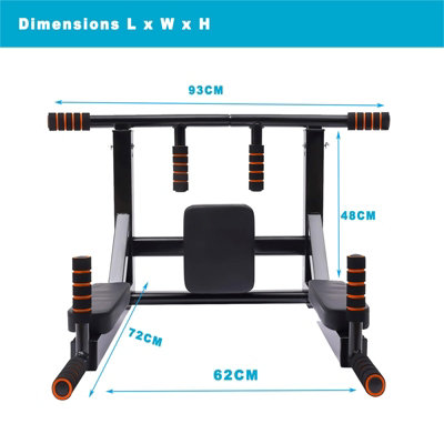 Pull Up Bar Dip 2in1 Wall Mounted Home Gym Chin Up Cross Fit Multi Grip Workout Station - 6