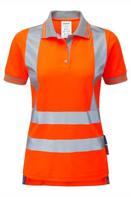 PULSAR Hi-Vis Ladies Polo Shirt - Orange - Size 8