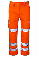 PULSAR High Visibility Rail Spec Ladies Combat Trousers - Orange - Short Leg Size 12