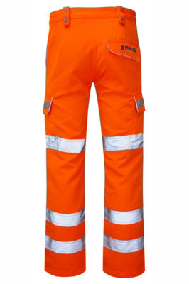PULSAR High Visibility Rail Spec Ladies Combat Trousers - Orange - Tall Leg Size 18
