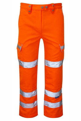 PULSAR High Visibility Rail Spec Ladies Combat Trousers - Orange - Tall Leg Size 8
