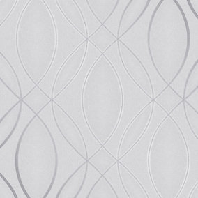 Pulse Ogee Wave Wallpaper Silver / Grey Fine Decor FD42337