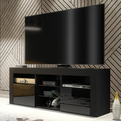 Pulse TV Unit 145cm - Black with Gloss Doors