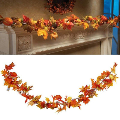 Pumpkin Autumn Christmas Halloween Garland Home Decration with Lights 180 cm