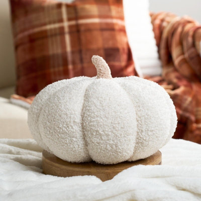 Pumpkin Sofa Cushion Soft Fleece Filled 1 Pack Autumn Plush, Cream