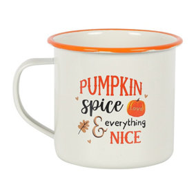 Pumpkin Spice Enamel Mug White/Orange/Black (One Size)