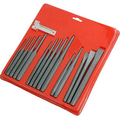 Punch and Chisel Set - 16 Pieces - inc Chisel Punch Gauge (Neilsen ...