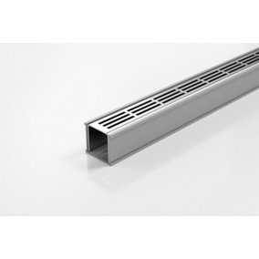 Punched Slot Linear Channel Drain 1500mm x 46mm x 42mm, 316 Stainless Steel Grate With Grey uPVC Channel, Fixtures And Fittings
