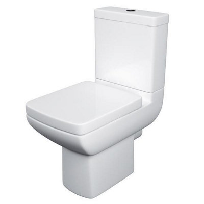 Pure Close Coupled WC Toilet Cistern, Pan & Soft Close Seat White Square