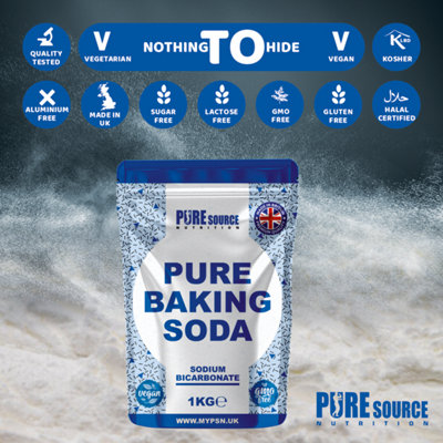 Pure Source Nutrition Baking Soda 3KG (1KG x 3 Bags) Multi Purpose Household Cleaner Sodium Bicarbonate of Soda