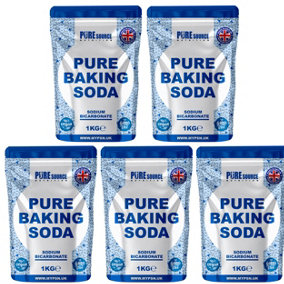 Pure Source Nutrition Baking Soda 5KG (1KG x 5 Bags) Multi Purpose Household Cleaner Sodium Bicarbonate of Soda
