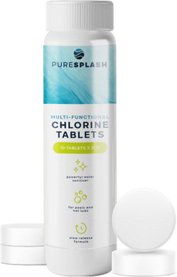Pure Splash Chlorine Tablets 10 x 20g Easy Dose Pool Treatment for ...
