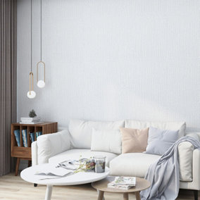 Pure White Linen Texture PVC Wallpaper Plain Effect Waterproof Self Adhesive Wallpaper Roll 5m²