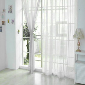 Pure White Plain Voile Curtain Panel Window Sheer