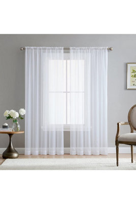 Pure White Plain Voile Curtain Panel Window Sheer