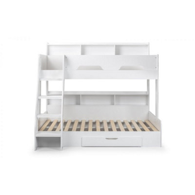 Pure White Triple Sleeper Book Case Bunk Bed 3ft (90cm)